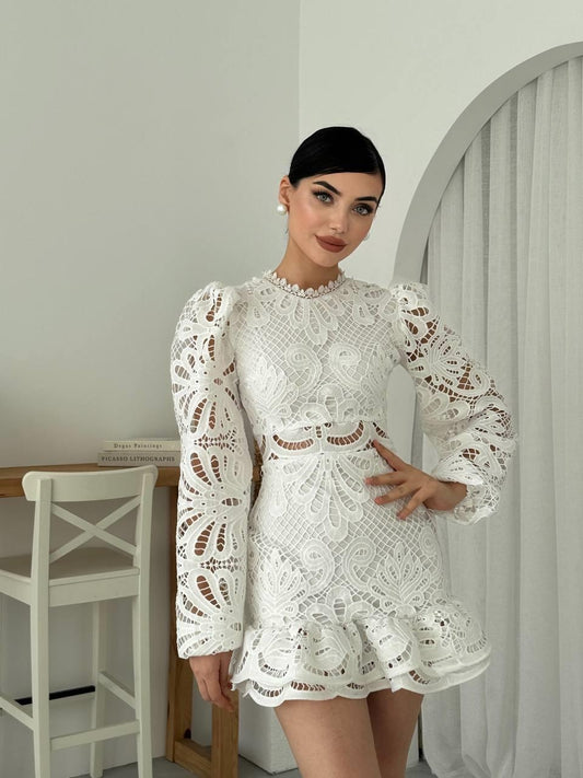 Ivory Lace Elegance Mini Dress