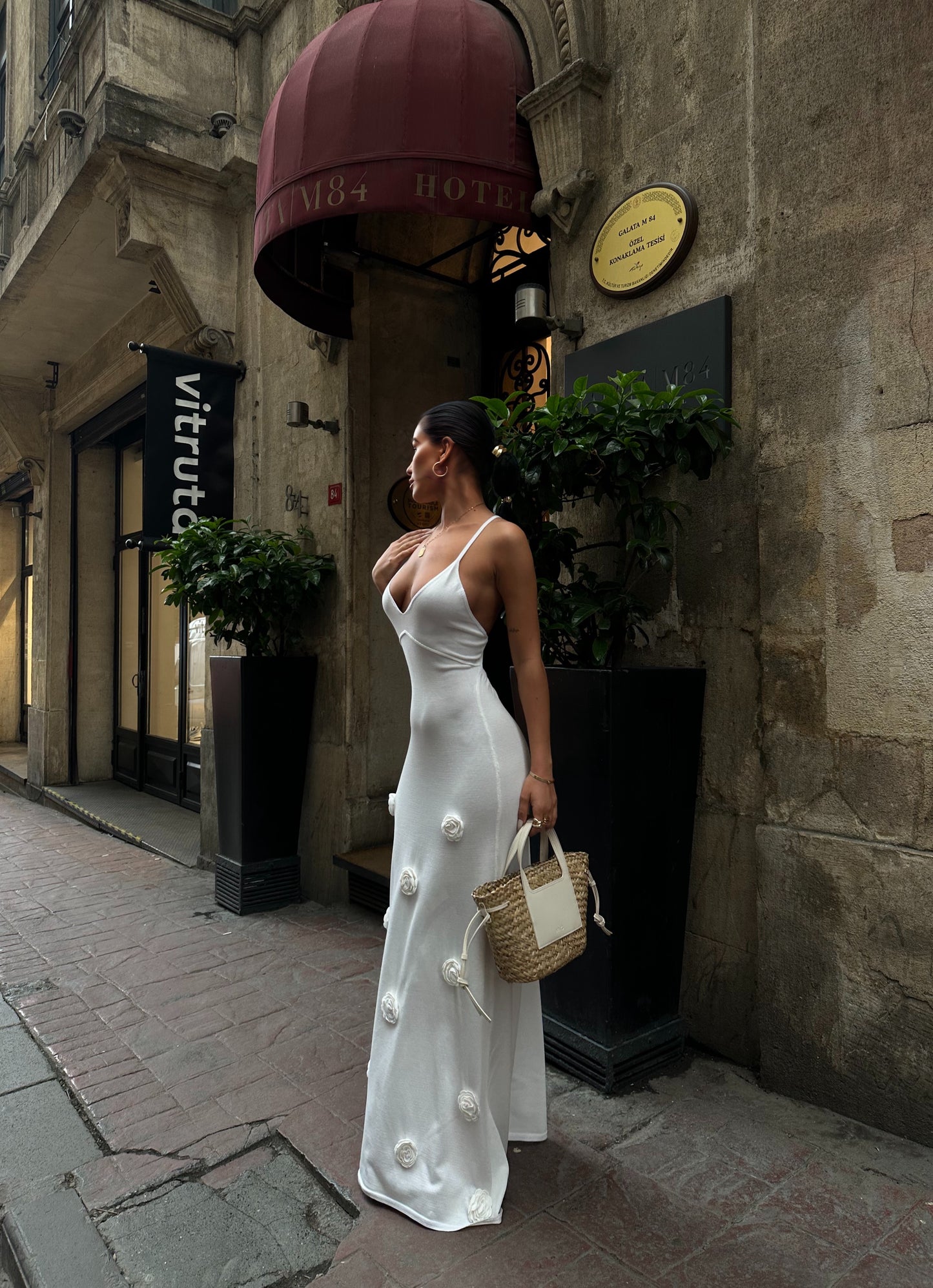 Florence 3D Floral Maxi Dress – White