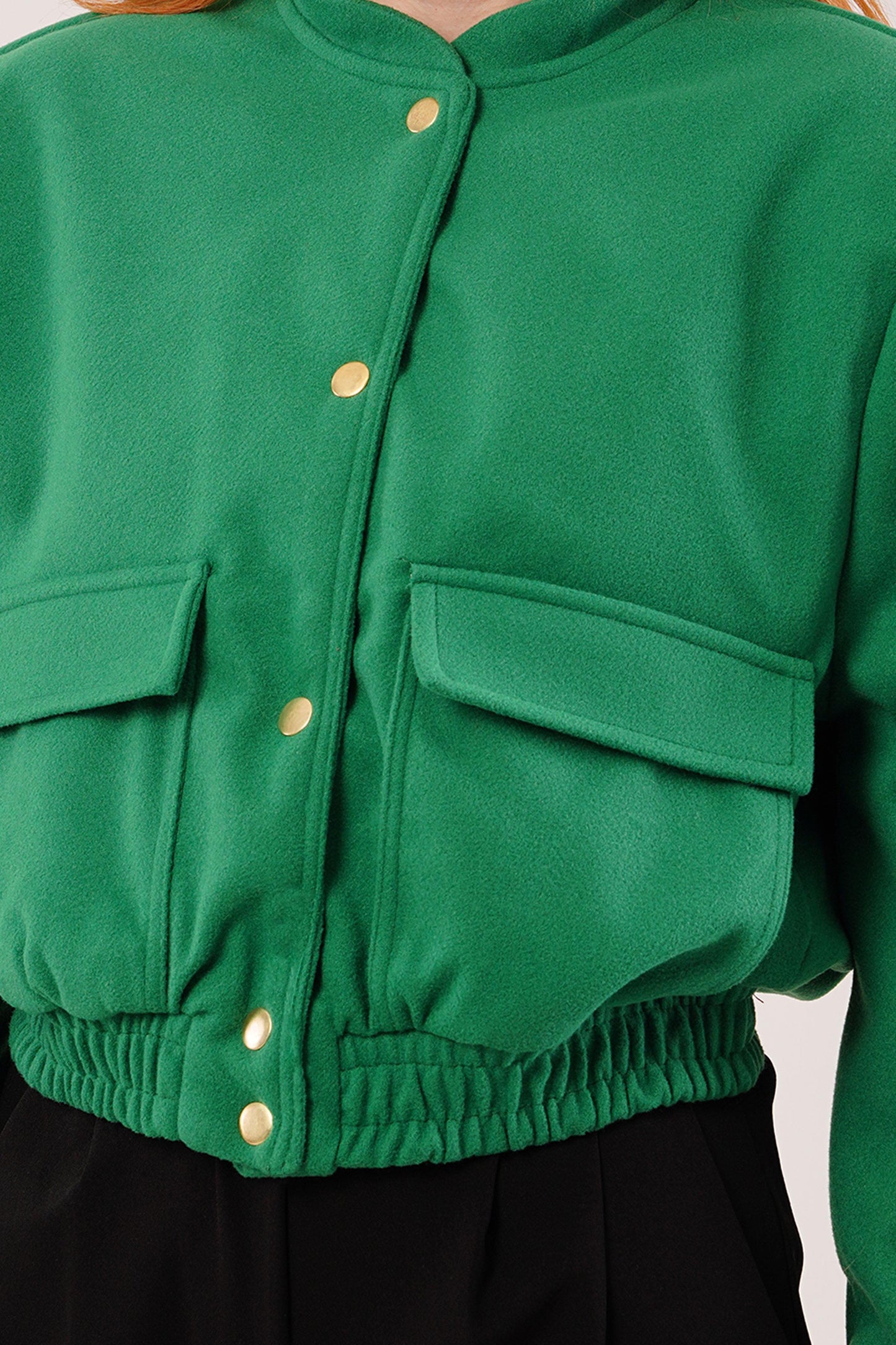 Nova Snap-Front Cropped Jacket – Emerald Green