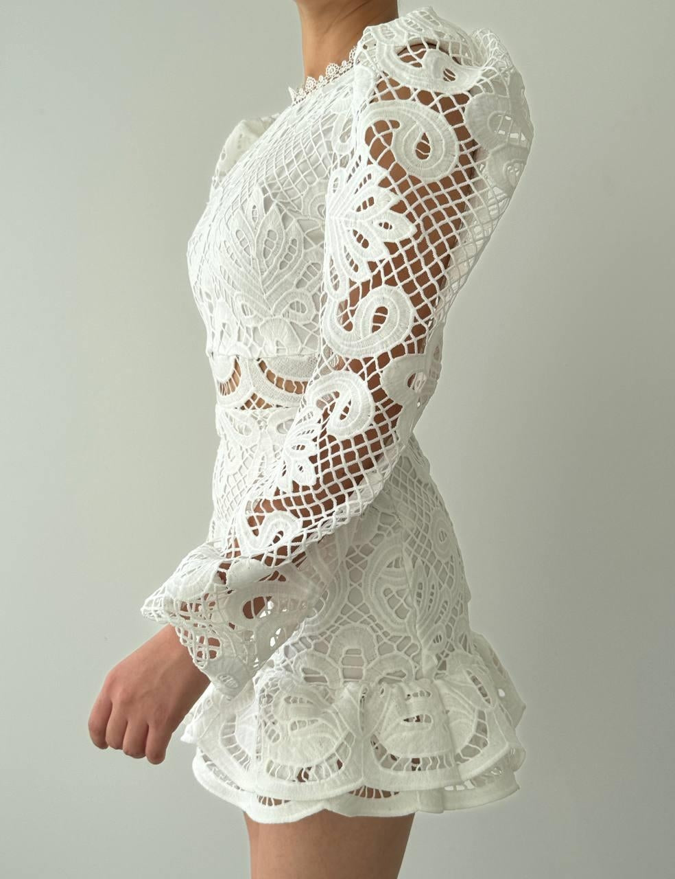 Ivory Lace Elegance Mini Dress