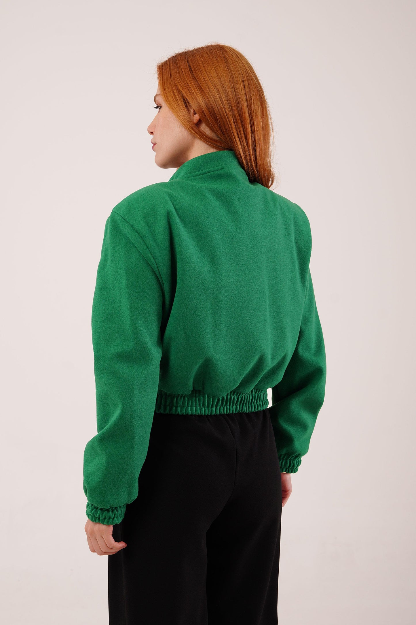 Nova Snap-Front Cropped Jacket – Emerald Green