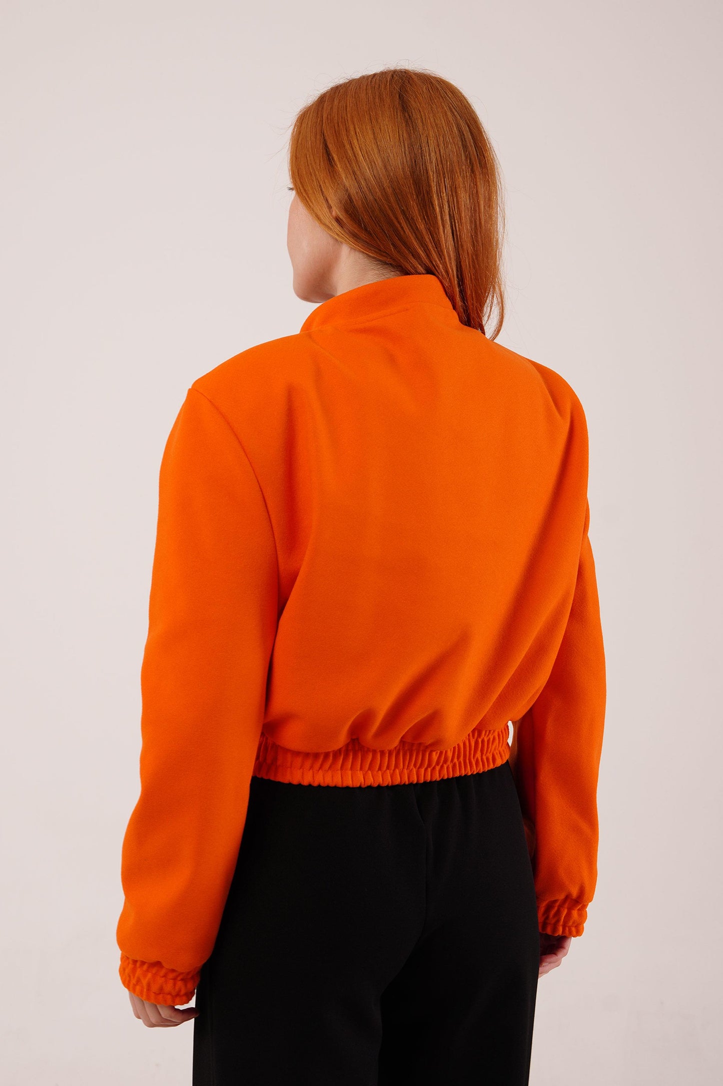 Nova Snap-Front Cropped Jacket – Flame Orange