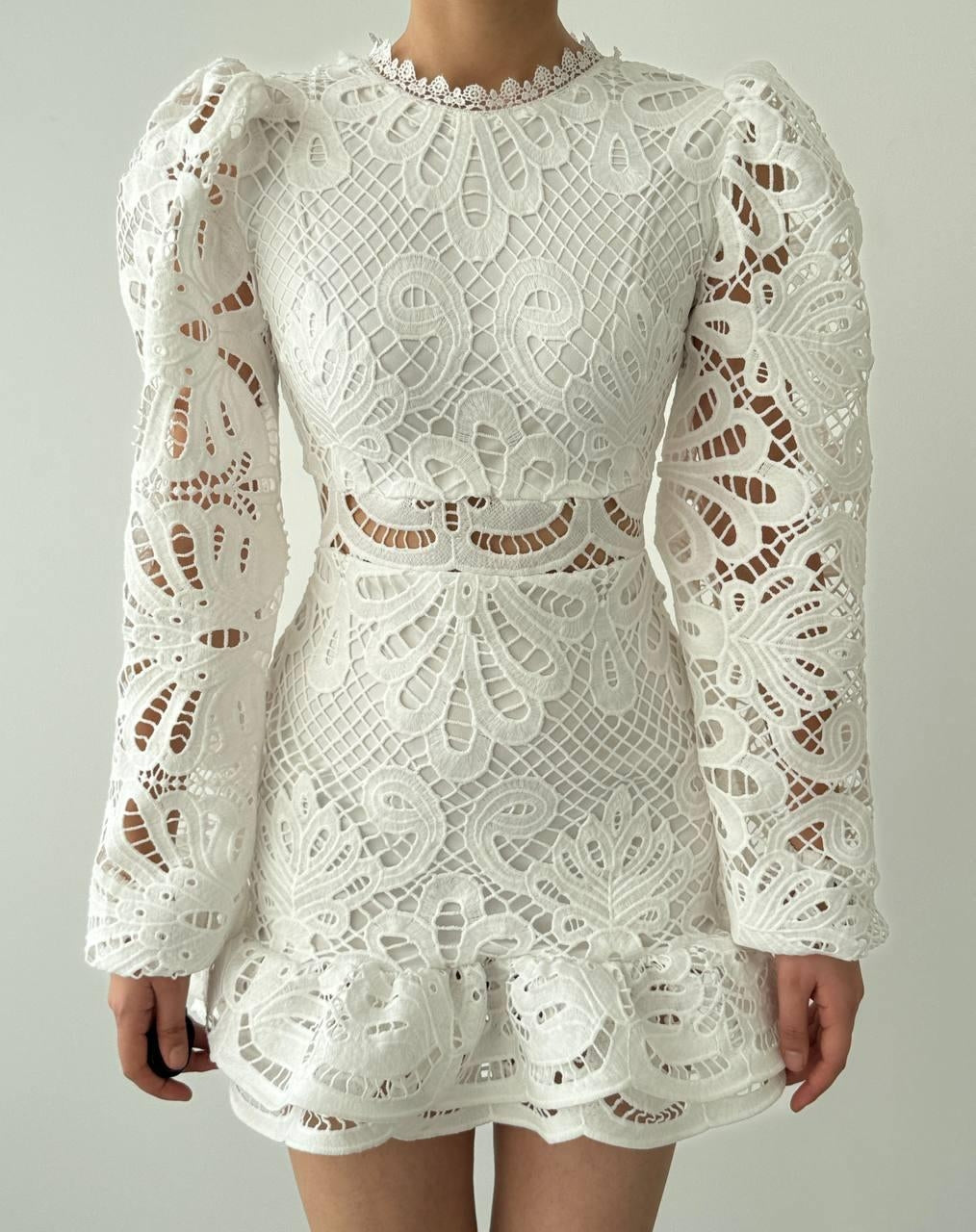 Ivory Lace Elegance Mini Dress