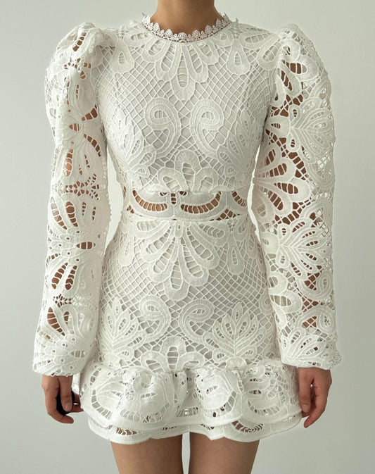 Ivory Lace Elegance Mini Dress