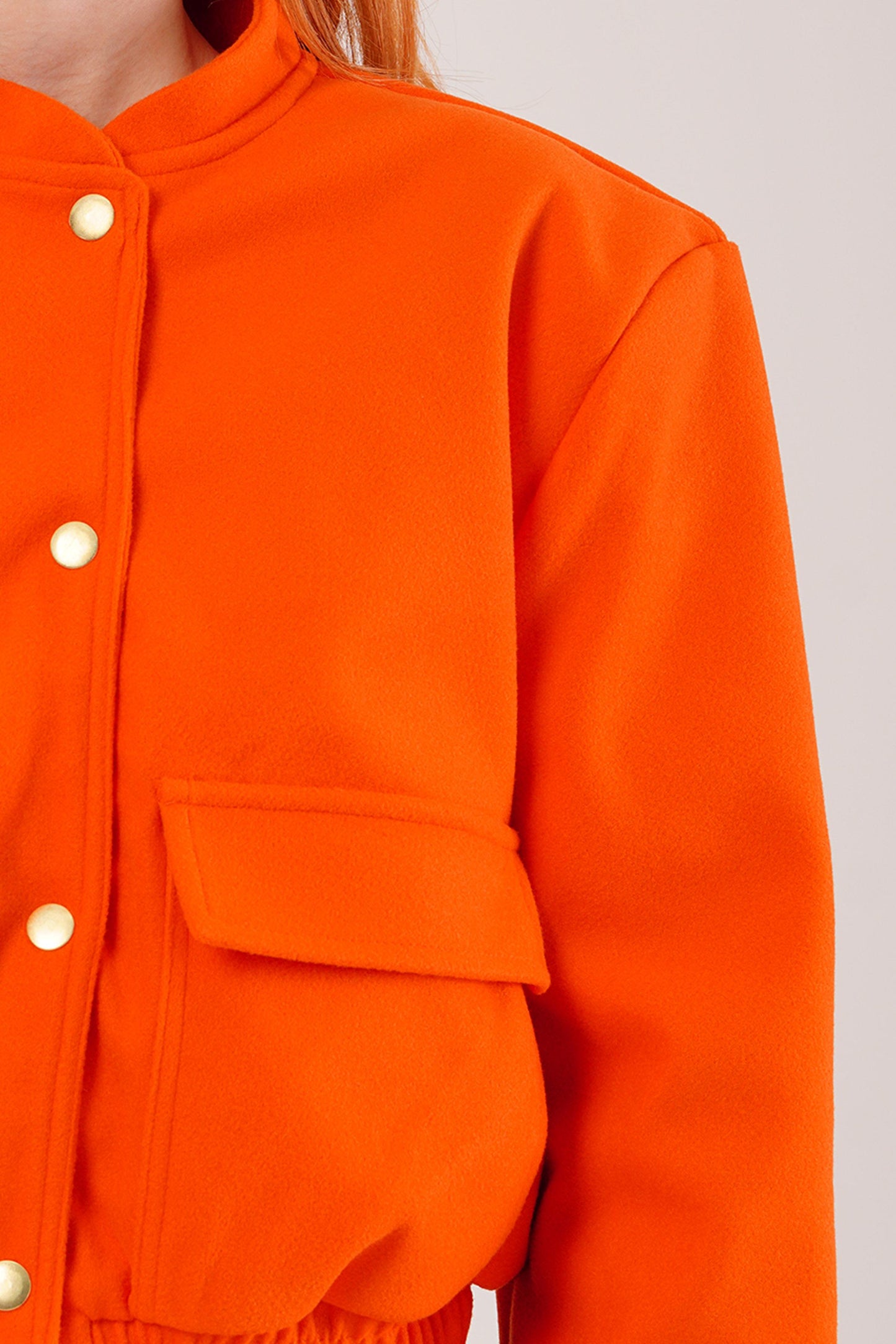 Nova Snap-Front Cropped Jacket – Flame Orange