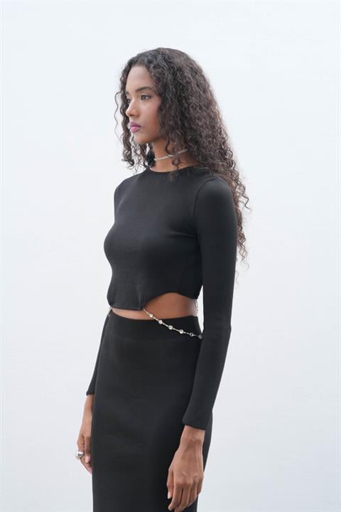 Reina Cut-Out Midi Dress – Black